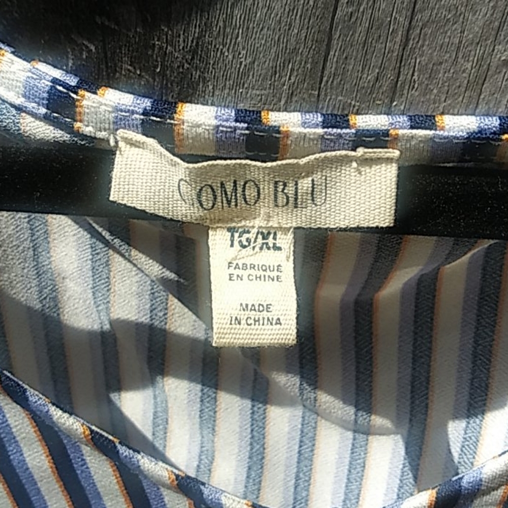 Como Blu Stripped Bell Sleeve Top Size XL - Picture 3 of 6